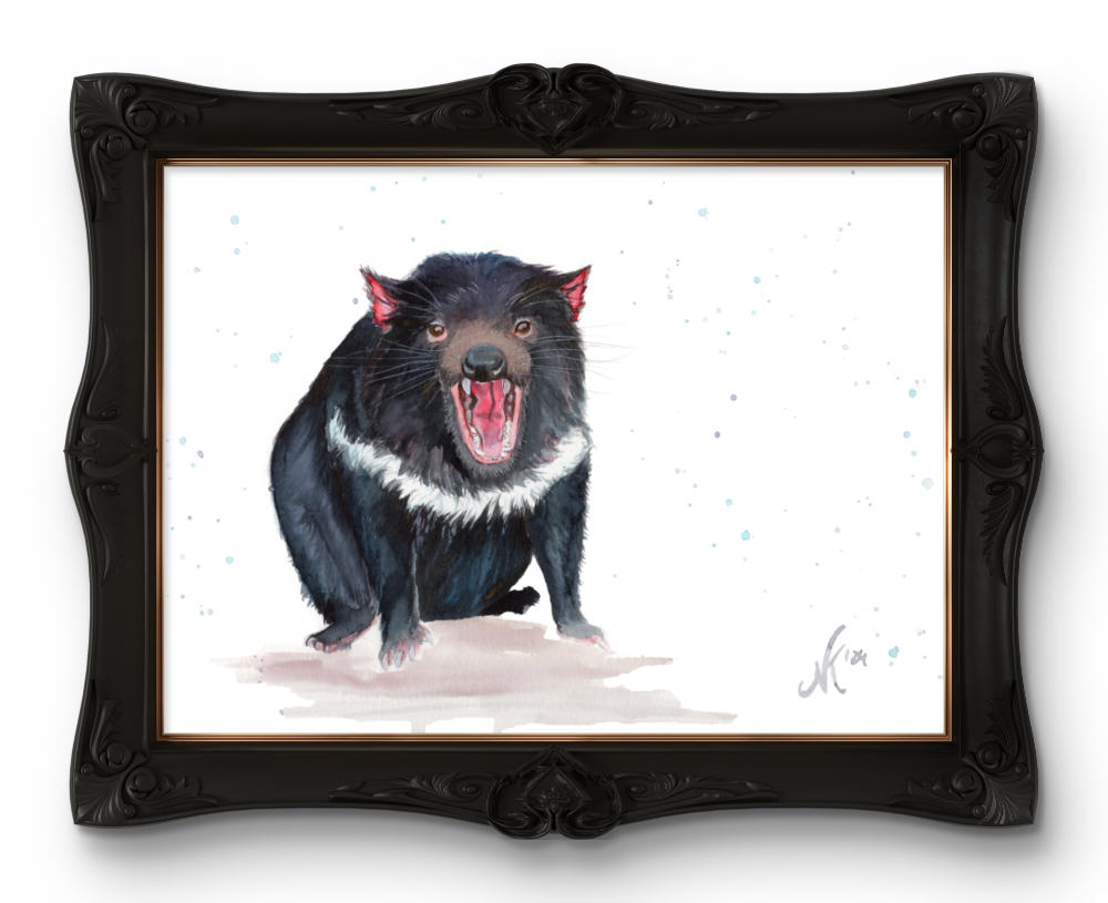 Ink Painting of a Tasmanian Devil