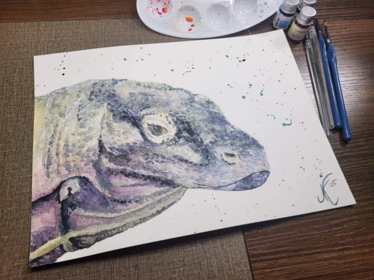 photo of painting of Komodo Dragon