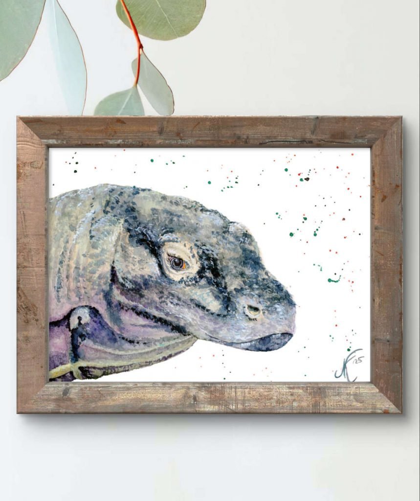 Mockup of Komodo Dragon Painting "Emissary of the Primordial"