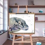 Mockup of Komodo Dragon Painting "Emissary of the Primordial"