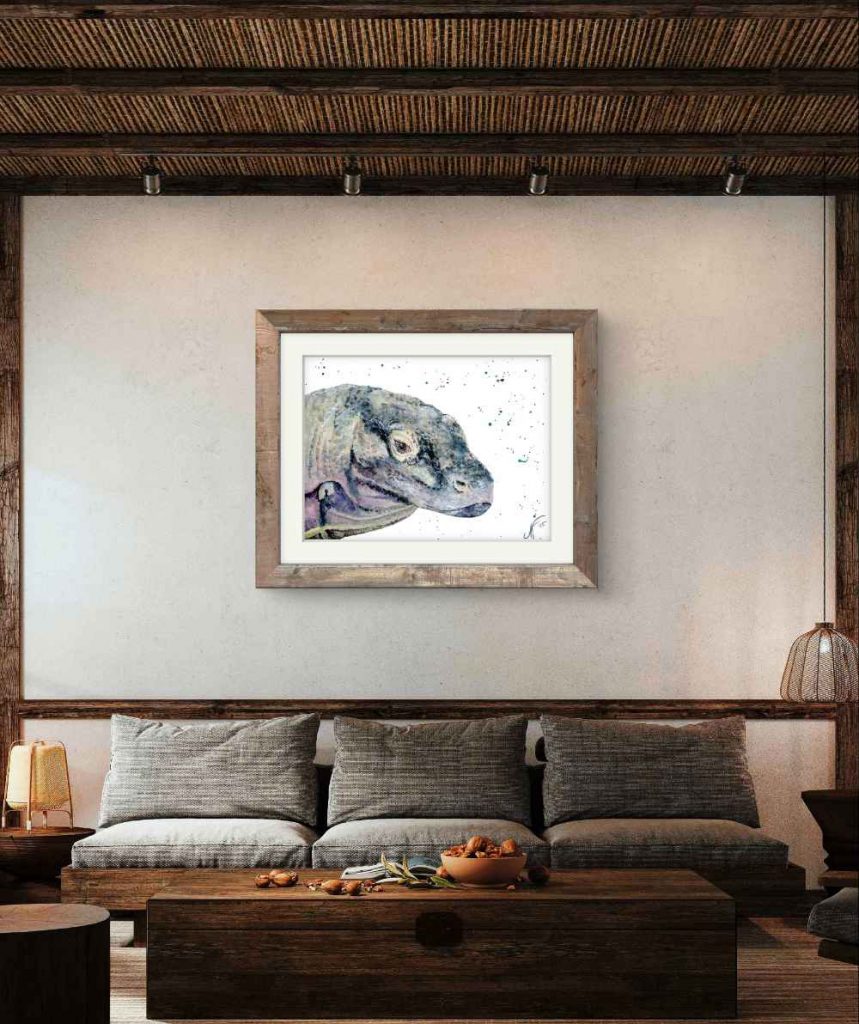 Mockup of Komodo Dragon Painting "Emissary of the Primordial"