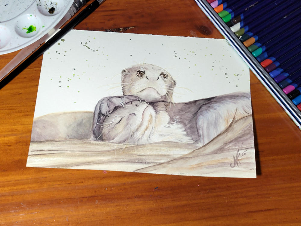 Giant River Otter Painting