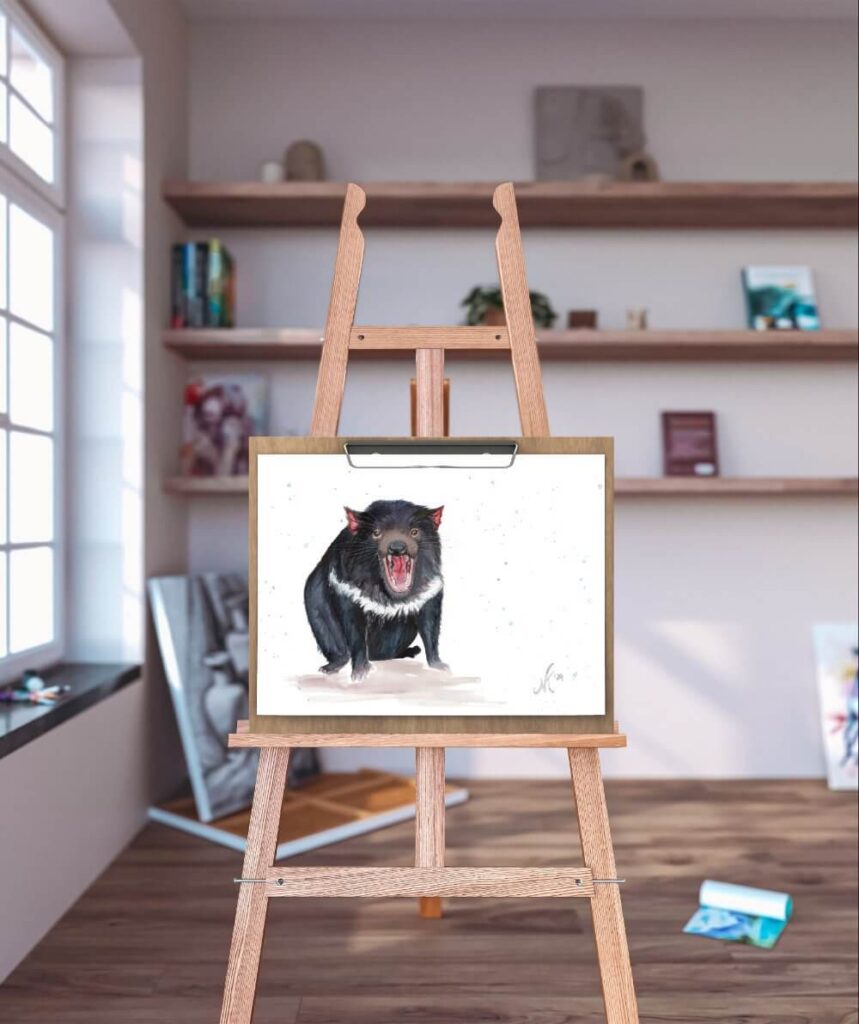 tasmanian devil on easel