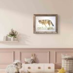 A red wolf artwork in a child's bedroom