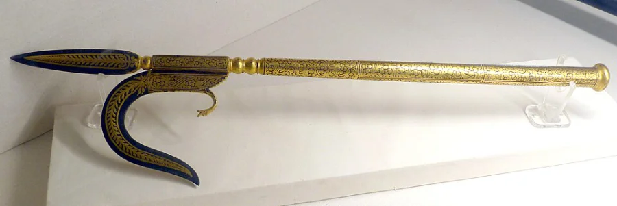 Jodhpur ( Rajastan / India ). Meranghar Fort Museum - Elephant goad ( Ankush ) from Marwar ( 19th century )